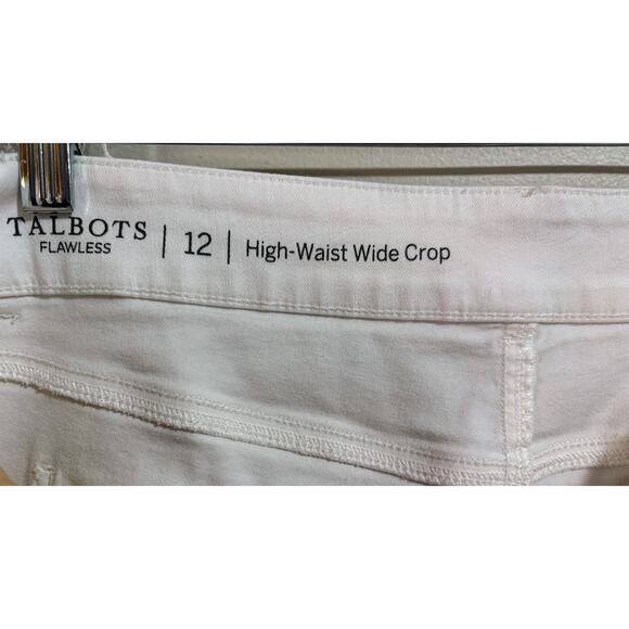 Talbots Flawless High Waist Wide Crop White Jeans Size 12 - Picture 4 of 7